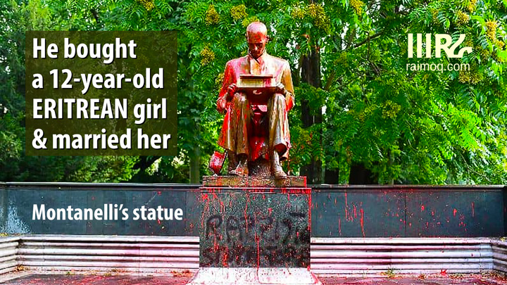 Protesters Deface the Statue of Italian Journalist who Bought an Eritrean Child