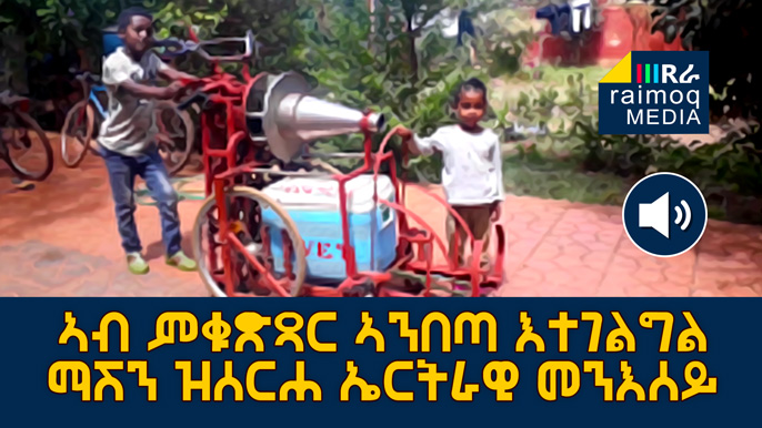 An Eritrean youth invented a machine that helps to control locusts